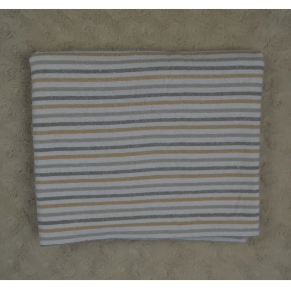 Parent's Choice Gray White Tan Stripes Baby Receiving Blanket Flannel